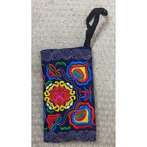 Women Ethnic Handmade Embroidered Wristlet Clutch Bag Zipper Purse Long Wallet